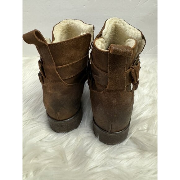 Sundance Molly Pitcher Sherpa Lined Booties Boots Buckle Size 39 / 8.5-9 Brown - Picture 4 of 13